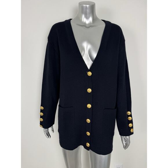Vintage Cote Anglaise Paris Cardigan Nautical Anchor Buttons 80s Sailor S M L